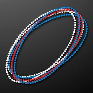 Red White & Blue Non Light Up Mardi Gras Beads