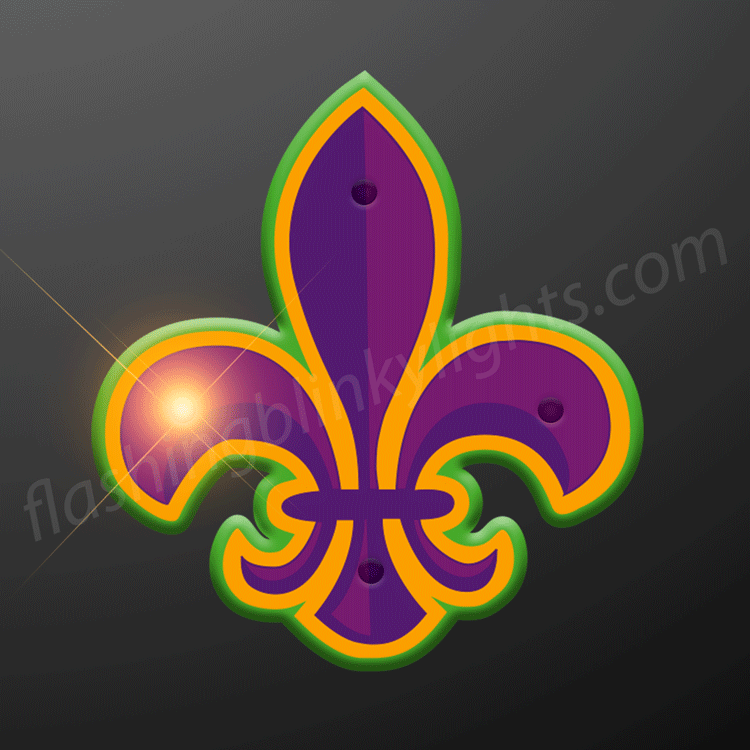 LED Neon Rope Light Fleur de Lis Mardi Gras Motif - Lighted Silhouette - Purple - 15 inch - Birddog Lighting