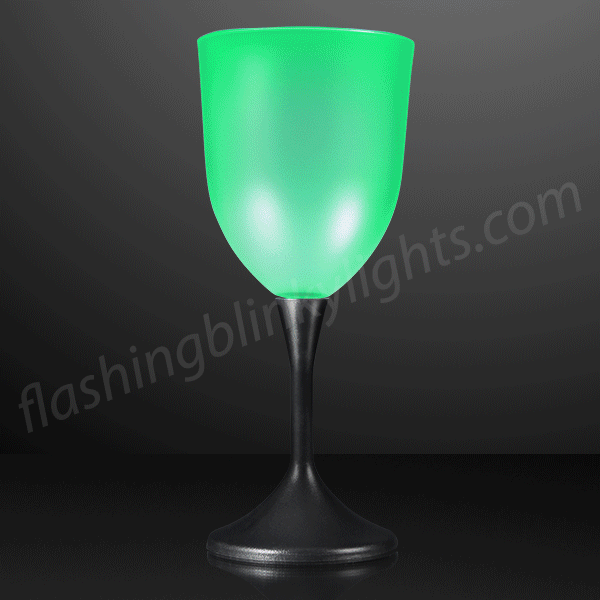 Frosted LED Light Up Wine Glass Black Base