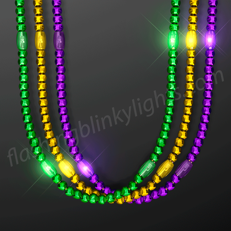 Light Up Mardi Gras LED Beads Assortment | FlashingBlinkyLights
