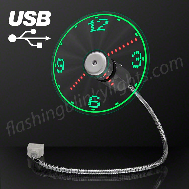 USB Light Up Clock LED Desk Fan